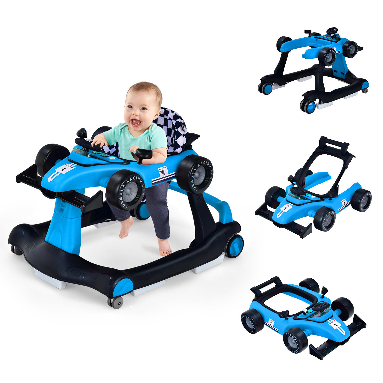 LAUFLERNWAGEN Klappbar Blau - Blau, Kunststoff (64/56/76cm) - COSTWAY