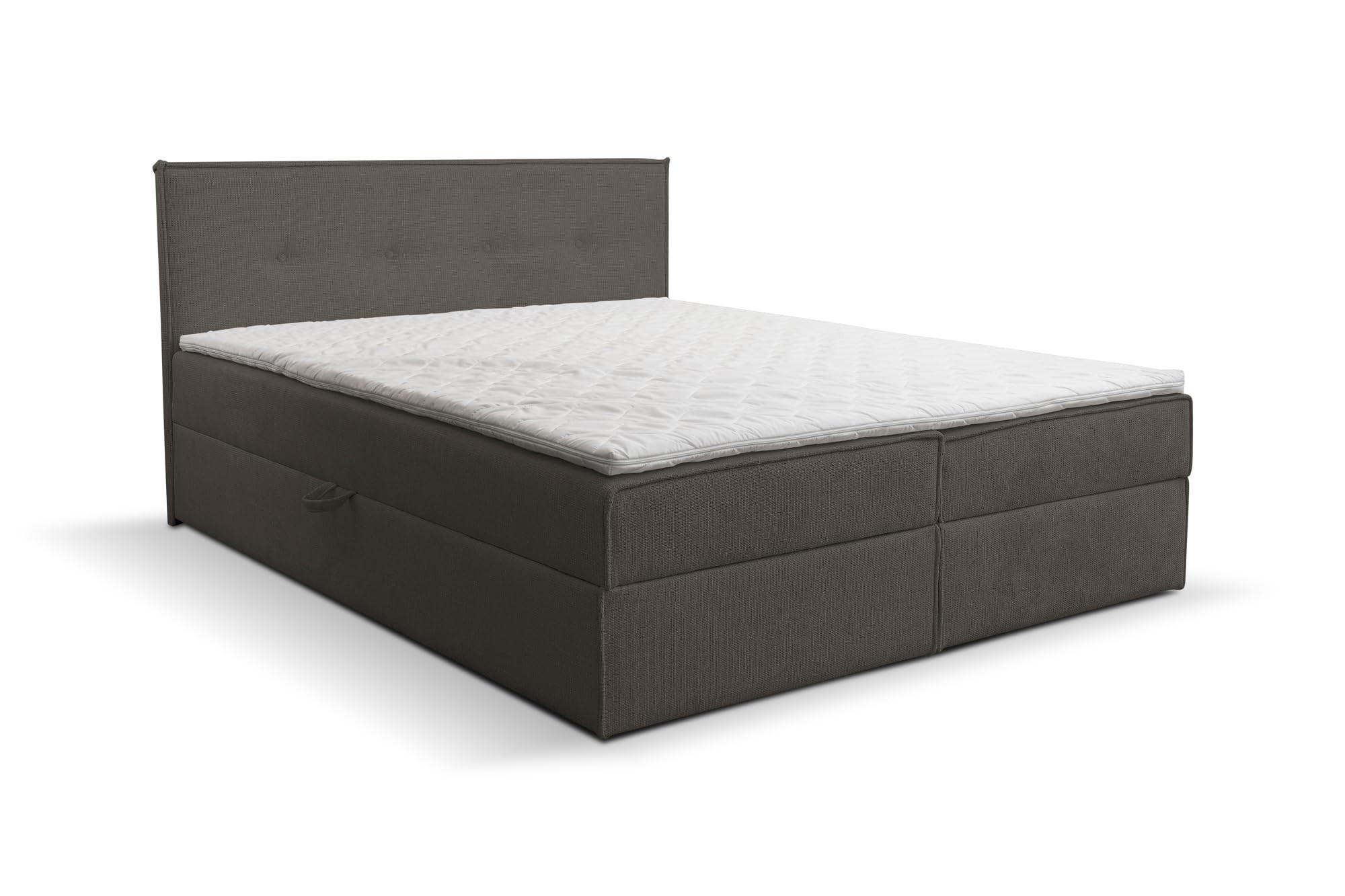 BOXBETT CALIDO mit zwei Bettkästen H2/H3 Matratze und Topper 140 x 200 cm - Dunkelgrau, Holzwerkstoff (140/200cm) - VENASI MÖBEL