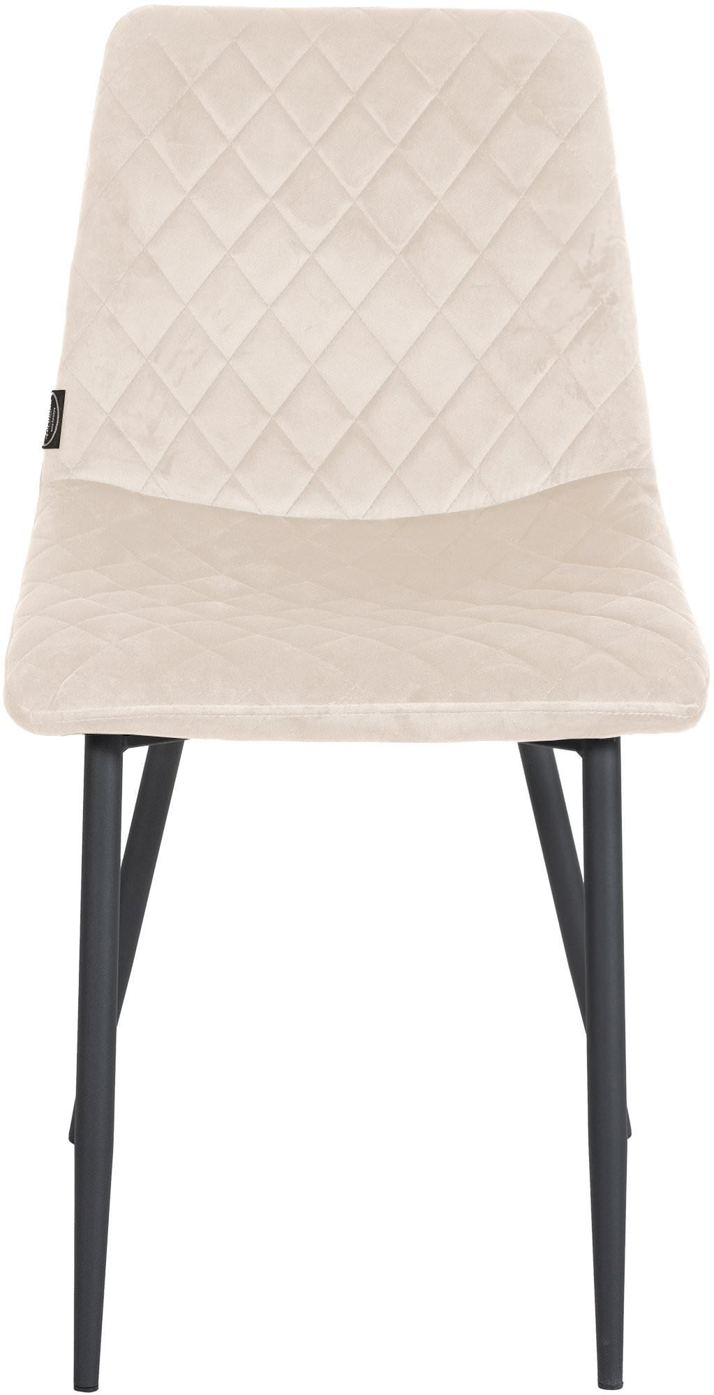 STUHL 4er Set Samt creme - Creme/Schwarz, Textil/Metall (45/83/57cm) - CLP
