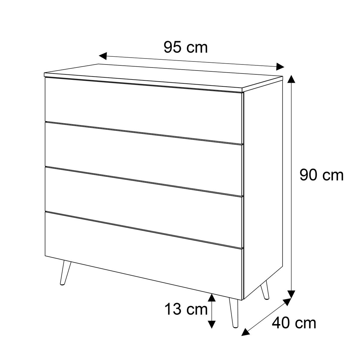 KOMMODE AURA KASCHMIR 4S mit Schubladen Goldene Beine - Kaschmir/Goldfarben, Holzwerkstoff (95/90/40cm) - Lookway