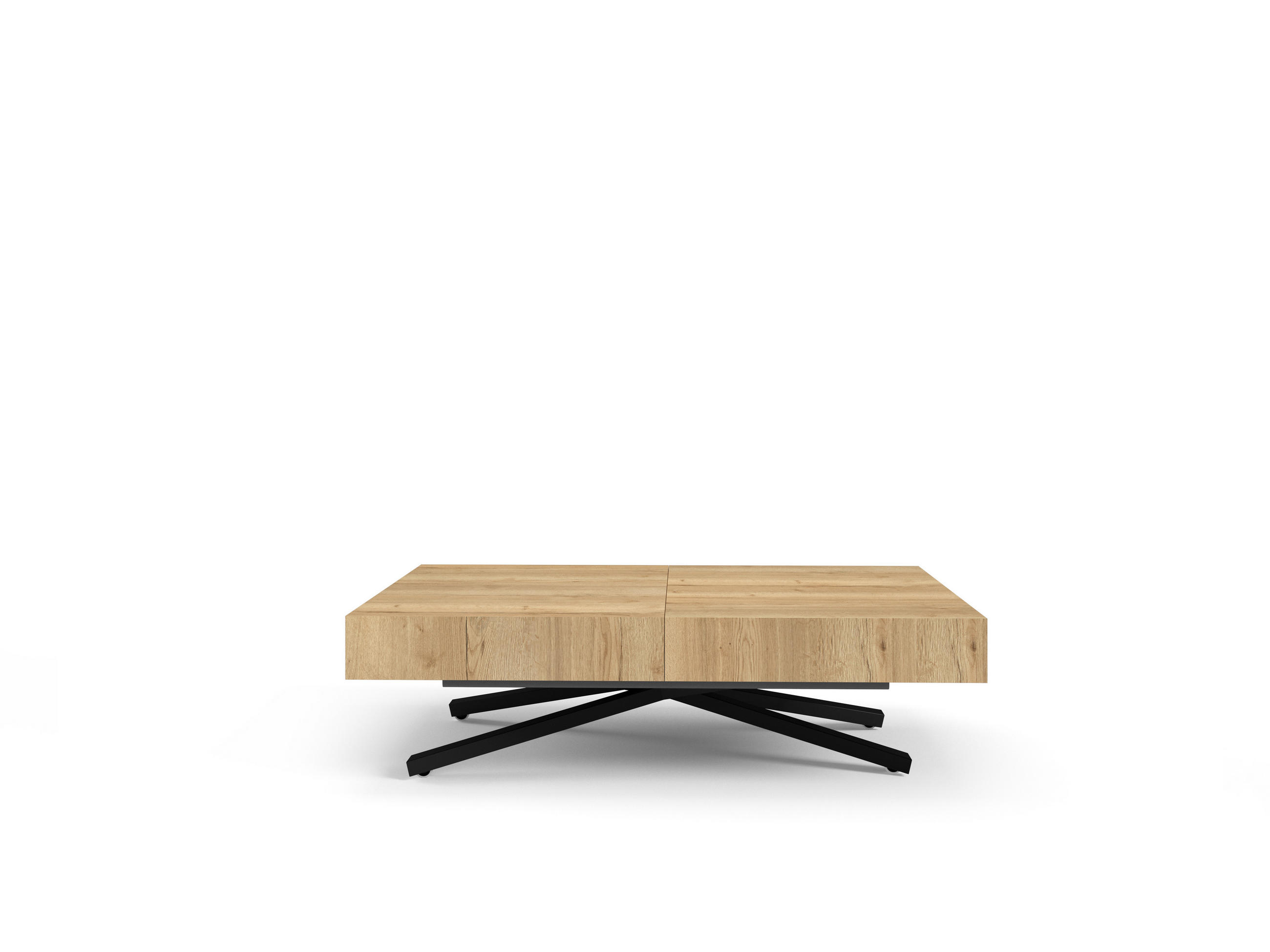 COUCHTISCH SANNA X - Hellbraun/Schwarz, Holzwerkstoff/Metall (80/120/27cm) - Meblini