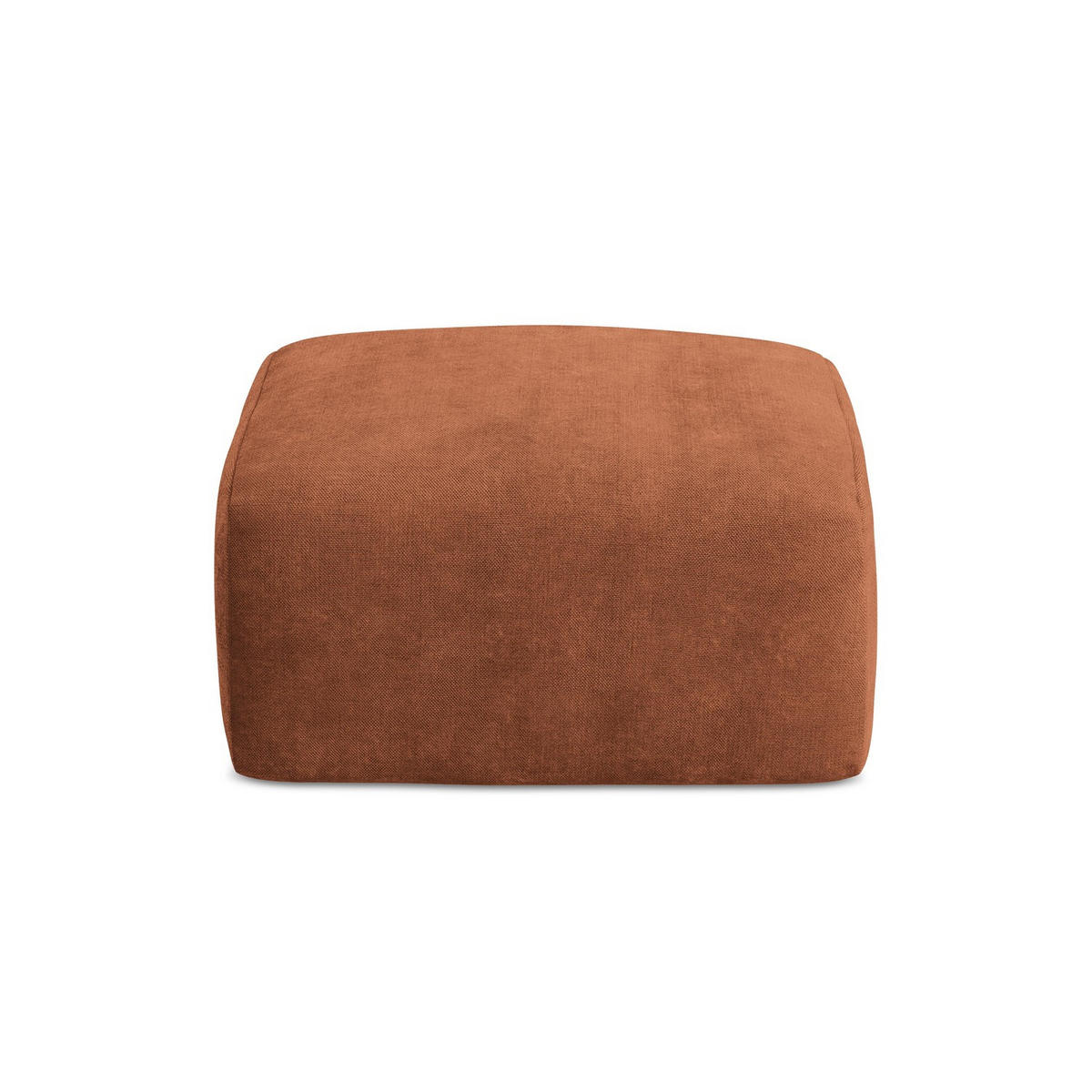 POUF Chenille Stoff Orange - Terracotta/Schwarz, Holzwerkstoff/Kunststoff (65/40/65cm) - LaMiaSofa