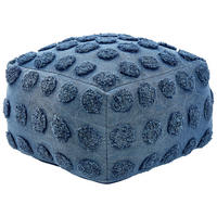 POUF Vishvi 50/50/35 cm - Blau, Naturmaterialien/Textil (50/35/50cm) - Beliani