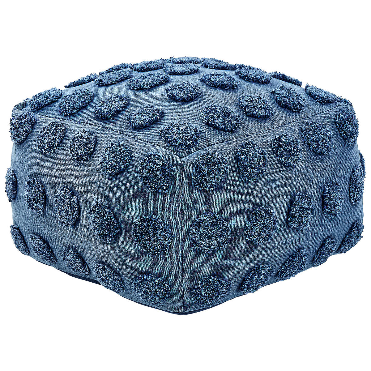 POUF Vishvi 50/50/35 cm - Blau, Naturmaterialien/Textil (50/35/50cm) - Beliani