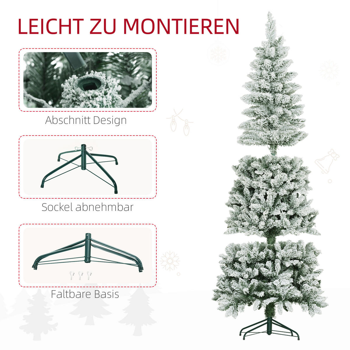 KÜNSTLICHER Weihnachtsbaum, 183 cm Christbaum mit 479 Spitzen für Weihnachten - Grün, Kunststoff/Metall (183cm) - HOMCOM