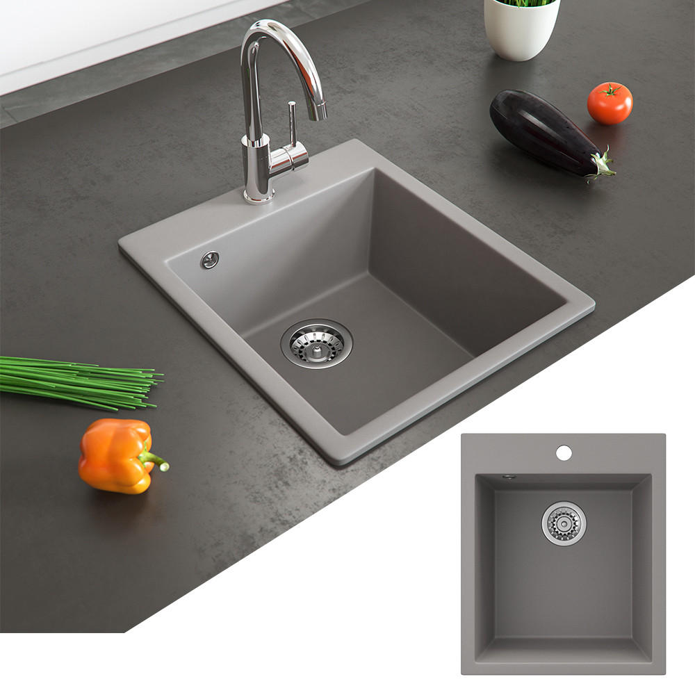 SPÜLBECKEN Venice Beton 42.5 x 50 cm - Schieferfarben, Keramik (42.5/20/50cm) - Bergstroem