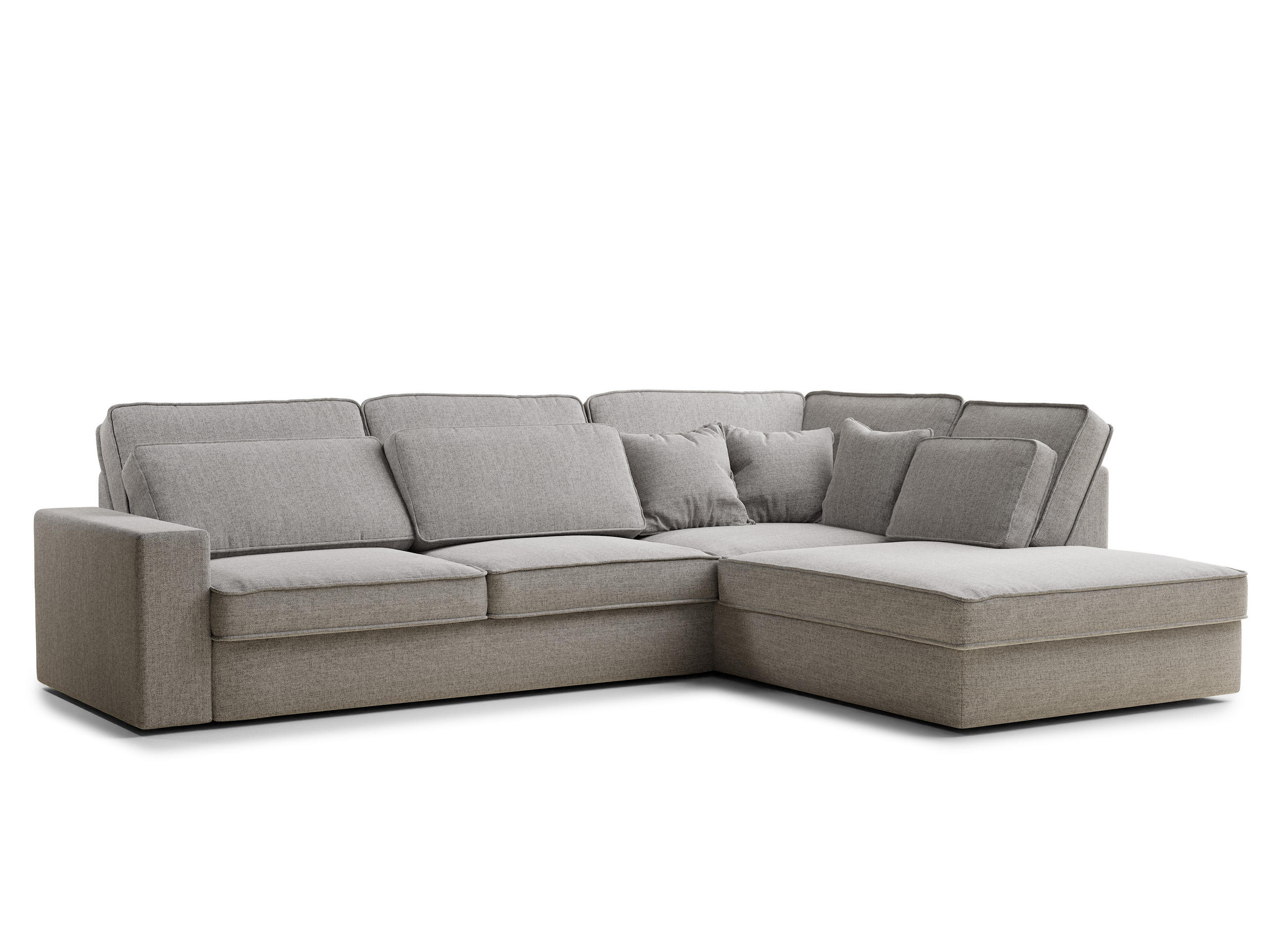 ECKSOFA Kirou Beige grau Webstoff - Rechts Seite - Greige/Schwarz, Holz/Holzwerkstoff (225/311cm) - Maison de Reve