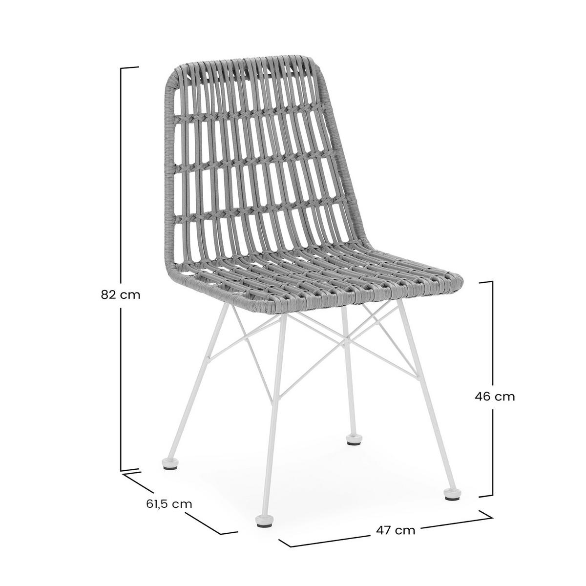 STUHL-SET 2 Aitana, Ratan/Weiß - Weiß, Kunststoff/Metall (48/85/61cm) - VS Venta-stock