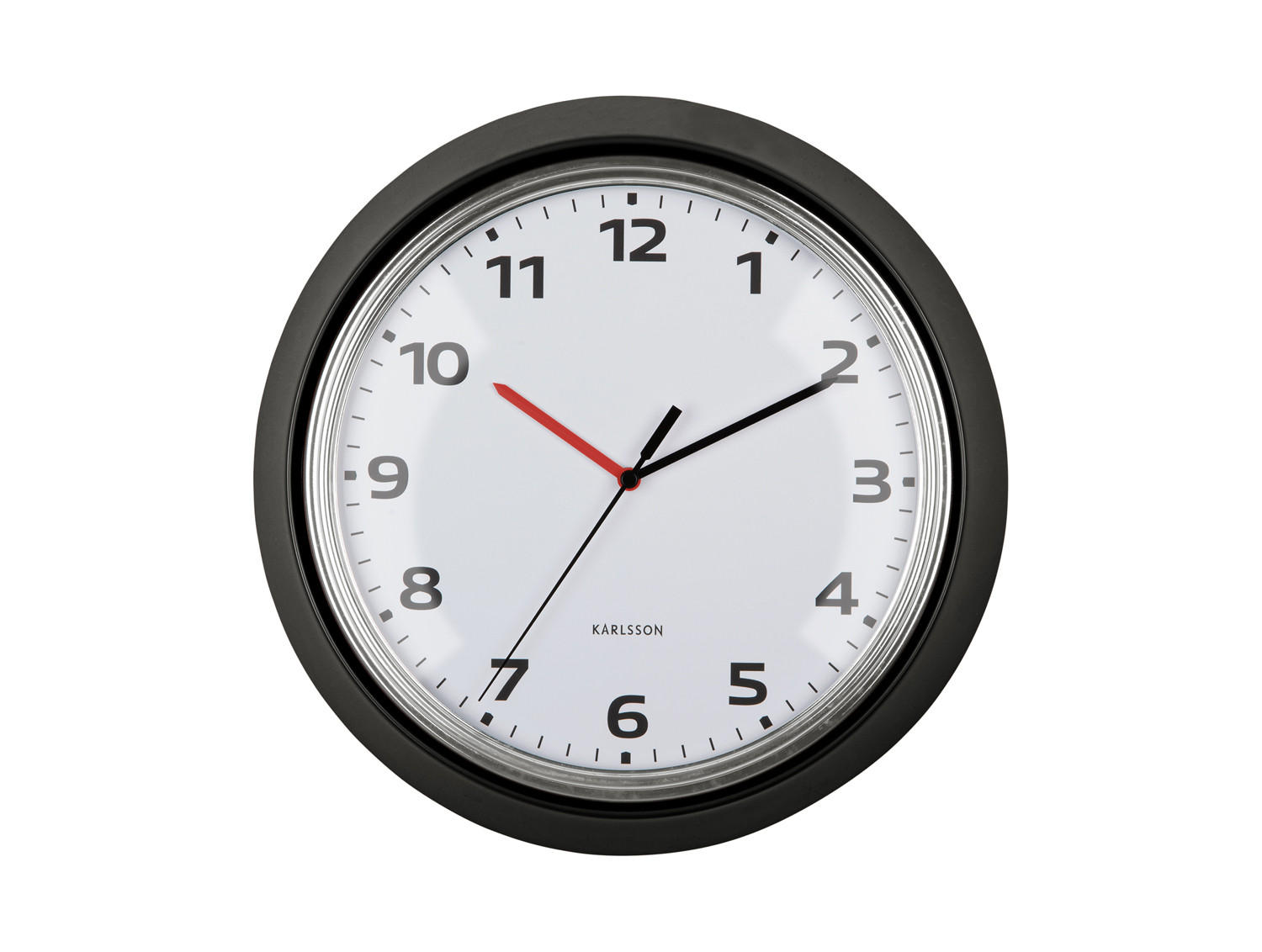 WANDUHR Modern Retro Ø34 cm - Schwarz, Metall (34/1/34cm) - Karlsson