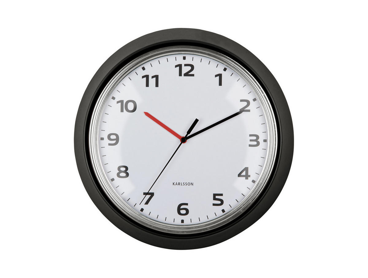 WANDUHR Modern Retro Ø34 cm - Schwarz, Metall (34/1/34cm) - Karlsson