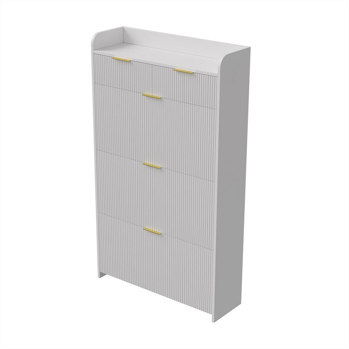 SCHUHSCHRANK im modernen Design - Kompakter Kipp-Schuhkipper mit Schubladen & 3 Klappen - Weiß - Weiß, Holzwerkstoff (24.2/133.5/77.1cm) - DELFA