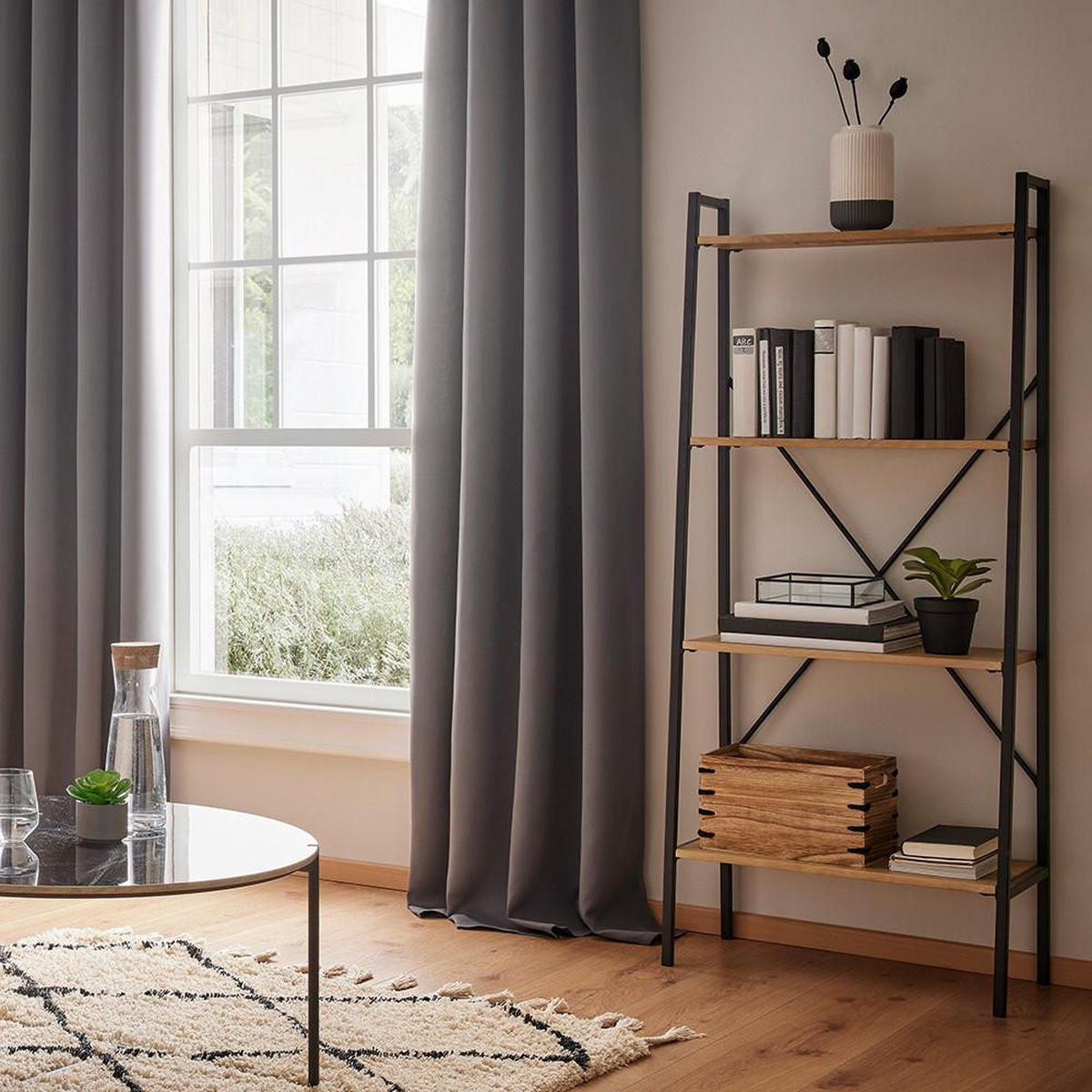 STANDREGAL Giorgia ca. 60 /148 cm Naturfarben/Schwarz MDF - Naturfarben, Holz (60/148/32cm)