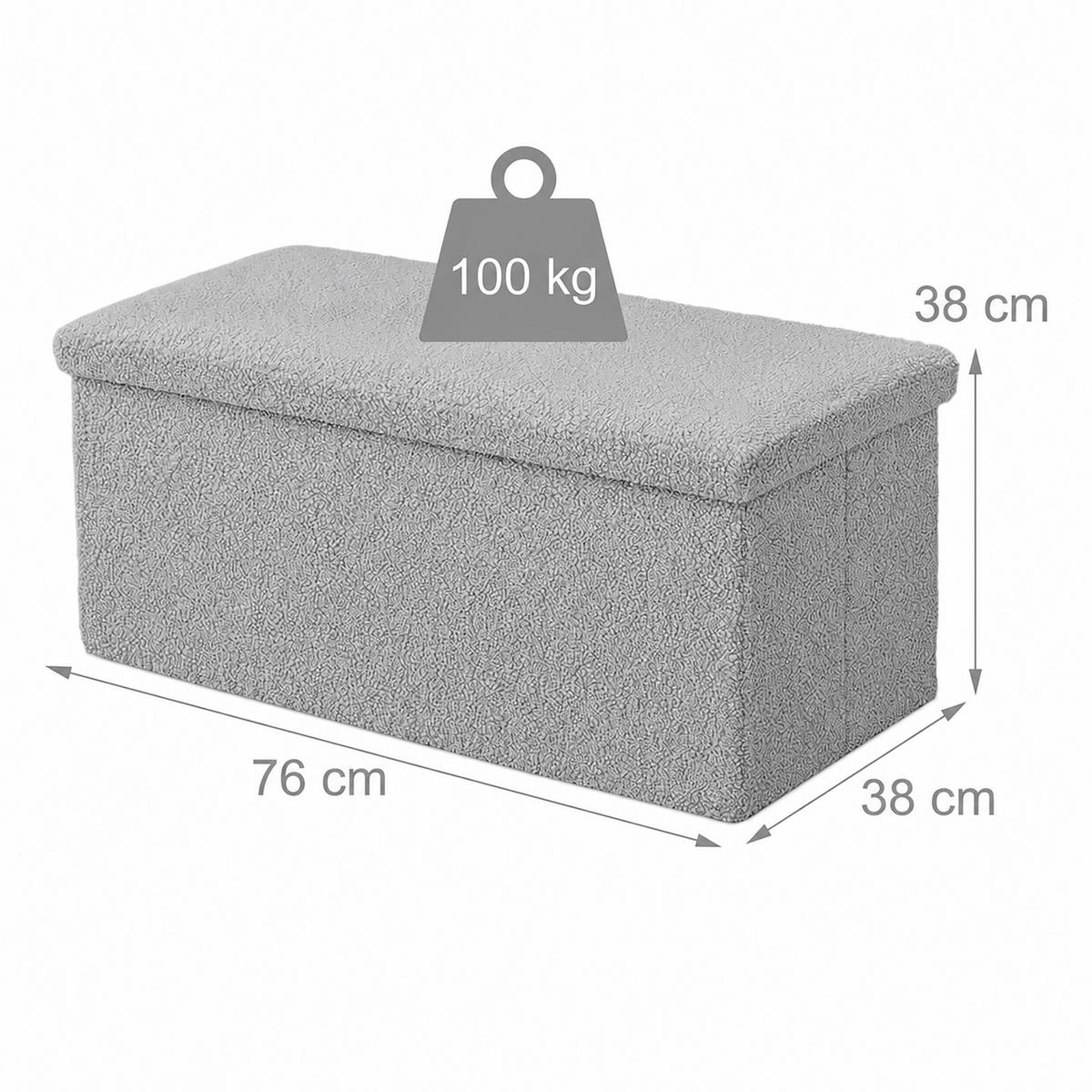 BÄNK Grå teddytyg förvaring 38x76x38 cm - Grå, Träbaserade material/Textil (76/38/38cm) - Relaxdays