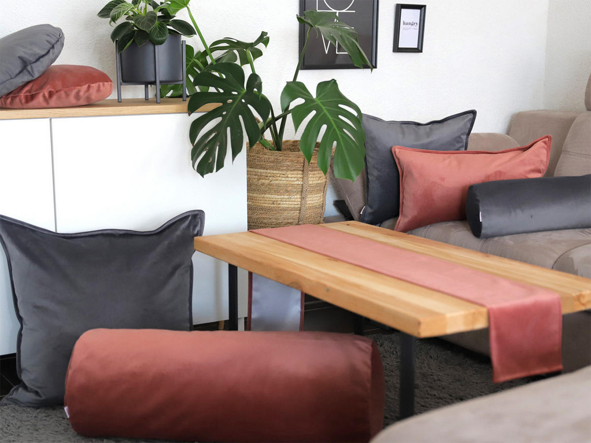 NACKENROLLENHÜLLE Samt&Sonders stein-grau 40/15 cm - Grau, Textil (15/40cm) - beties Heimtextil