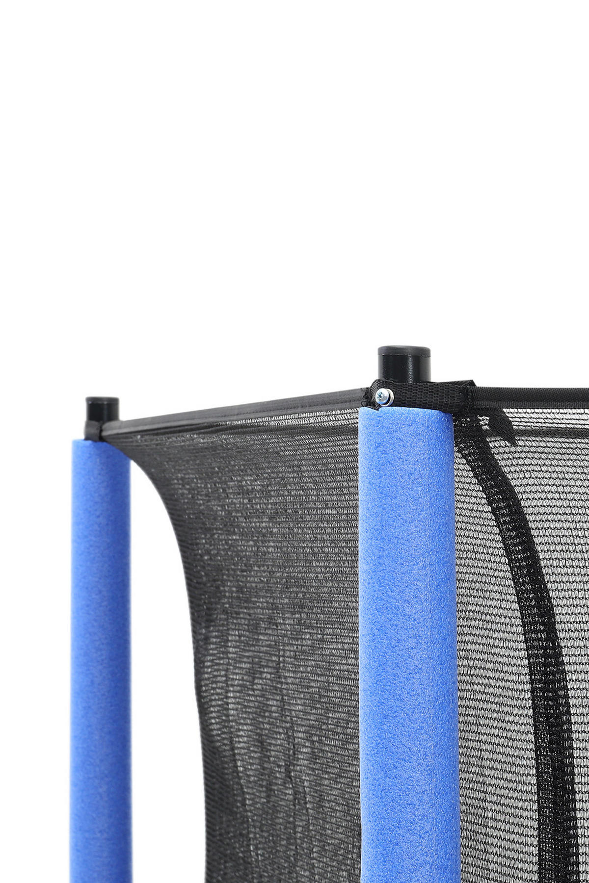 TRAMPOLIN mit Sicherheitsnetz aus Stahl, PP, EPE, Gummiseile in Blau + Gelb + Schwarz für Kinder 137.16 cm Durchmesser x 160 cm Höhe - Schwarz, Metall (137/137/160cm) - Livingandhome