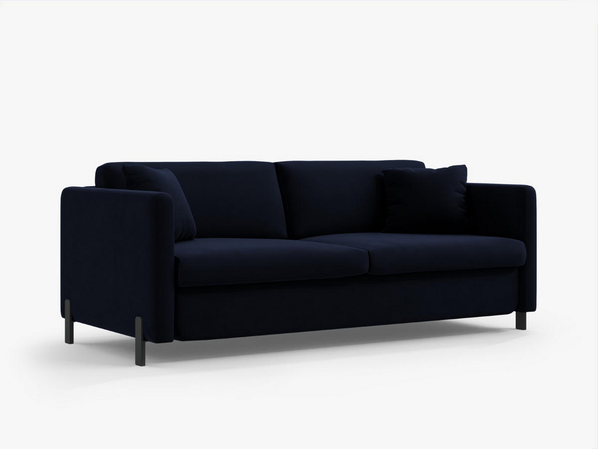 AUSKLAPPBARES-SOFA Gloria aus Samt königsblau 3 Sitzplätze - Dunkelblau, Textil (102/80/202cm) - Micadoni
