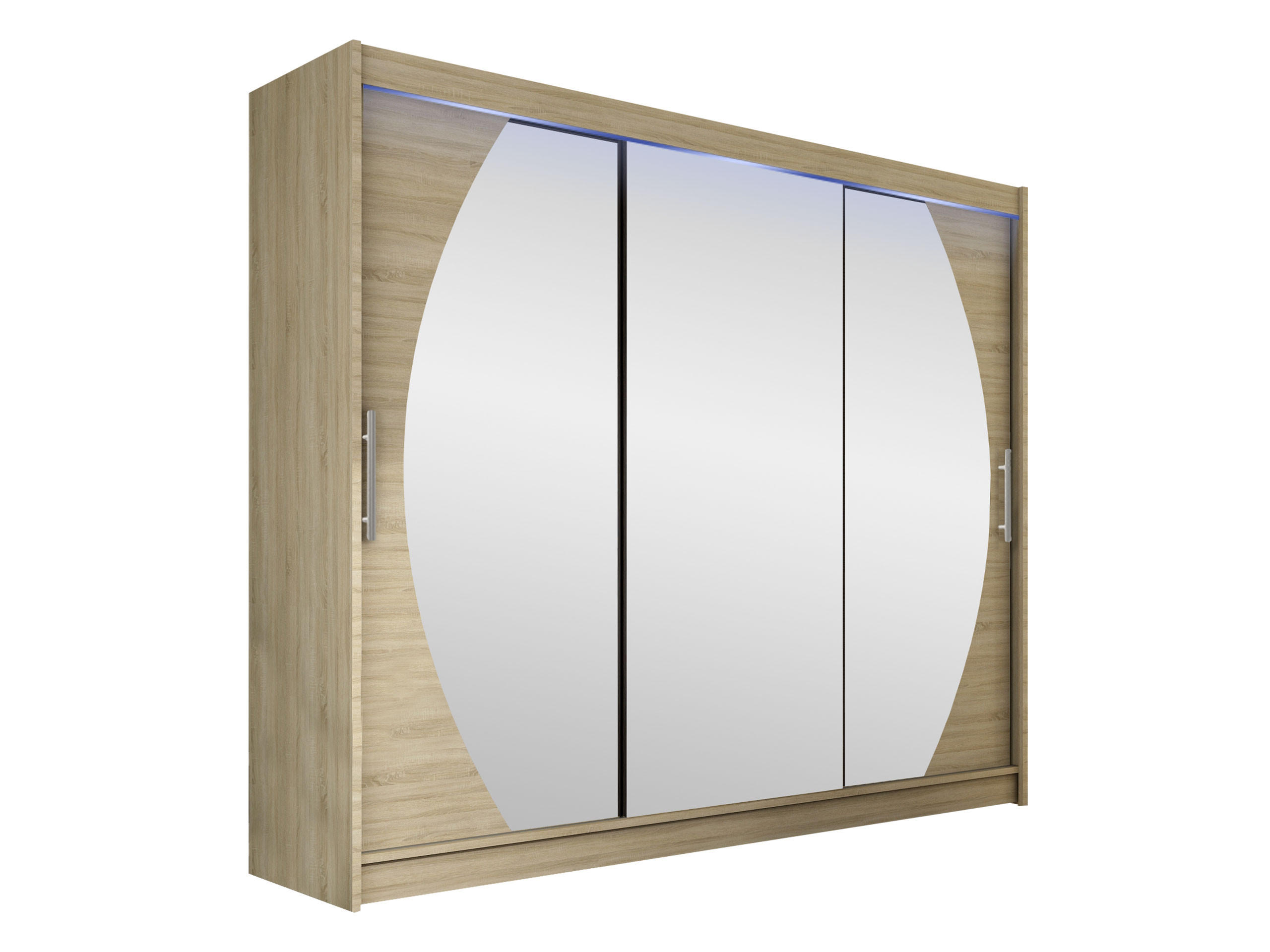 KLEIDERSCHRANK Aston V, mit RGB LED Beleuchtung - Silberfarben/Sonoma Eiche, Holzwerkstoff/Kunststoff (250/215/58cm) - MIRJAN24