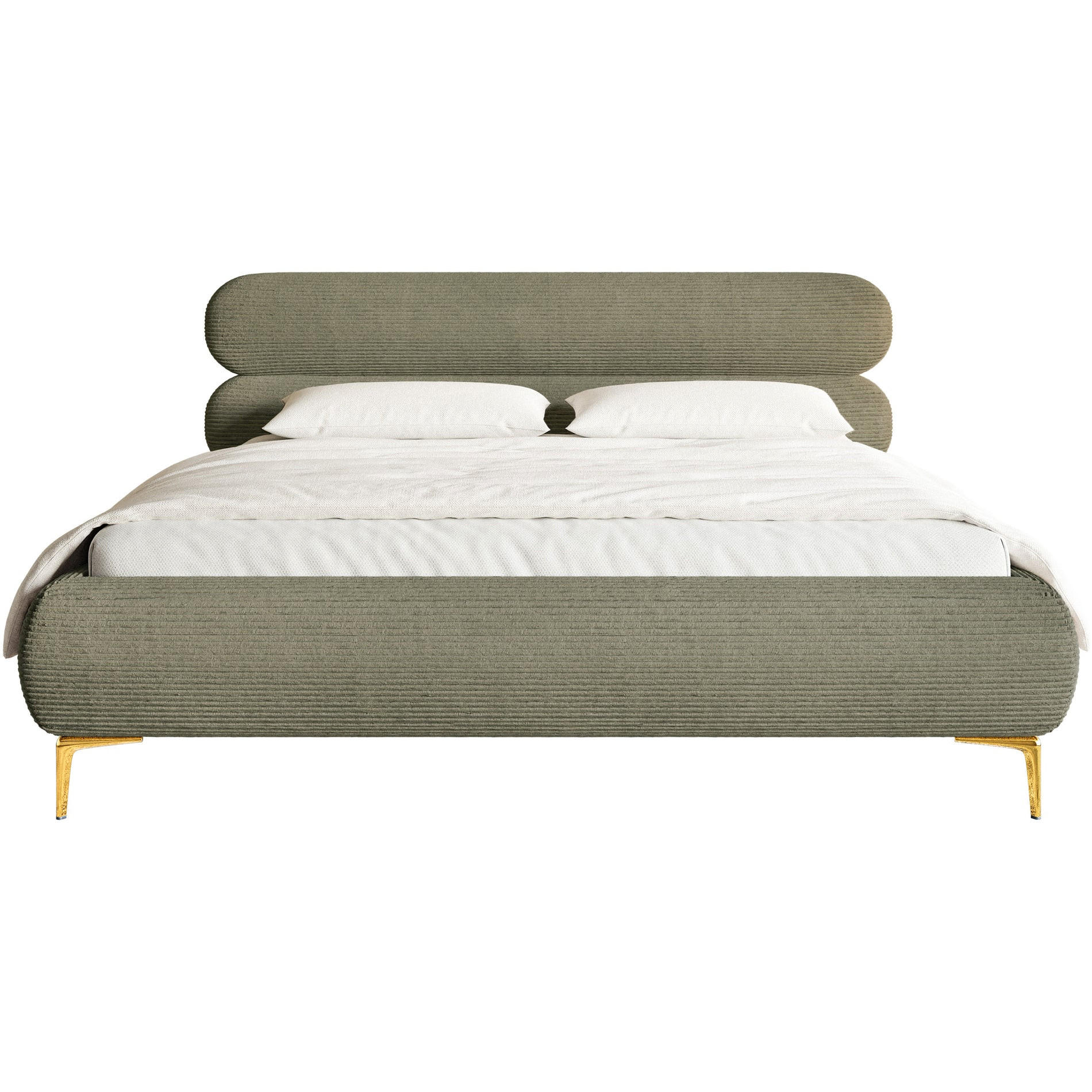 ČALÚNENÁ POSTEĽ Roule menčester olivovo zelená 160x200 cm - olivovozelená/zlatá, kov/textil (160/200cm) - Selsey