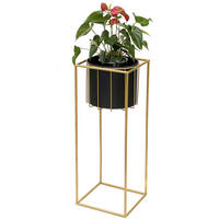 BLUMENSTÄNDER eckig Metall Gold/Schwarz 26/26/70 cm - Gelb, Metall (26/70/26cm) - DanDiBo
