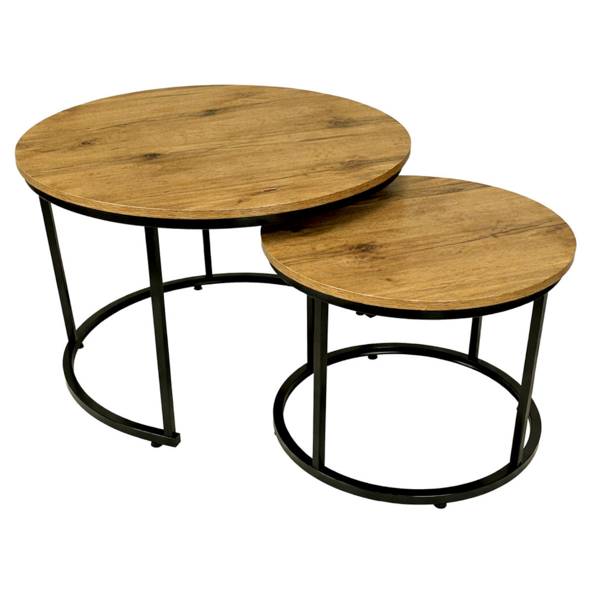 COUCHTISCH Holzoptik Metall Erlefarben Schwarz 2er Set 47x53x53 cm - Erlefarben/Schwarz, Holzwerkstoff/Metall (53/53/47cm) - Begryf