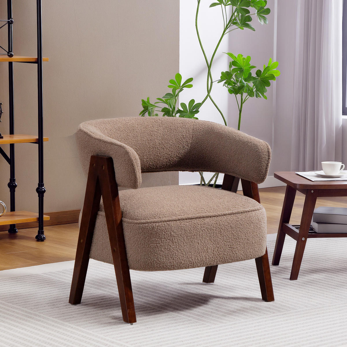 ARMLEHNSTUHL DE-13341 breite Sitzfläche & ergonomische Rückenlehne Braun - Braun, Holz (64/71/70cm) - ComfortXL