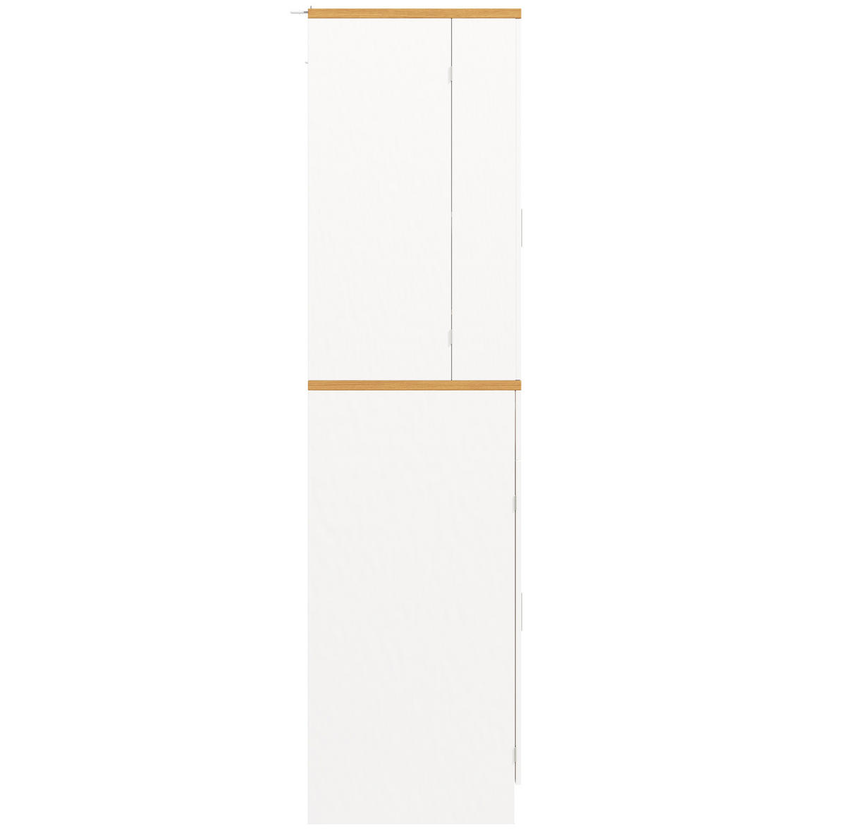 HOCHSCHRANK aus MDF in Weiß mit Holzoptik-Tischplatte, Schubladen und offenen Snack-Regalen, 80/40/180 cm, Weiß - Weiß, Holzwerkstoff (80/180/40cm) - Redom