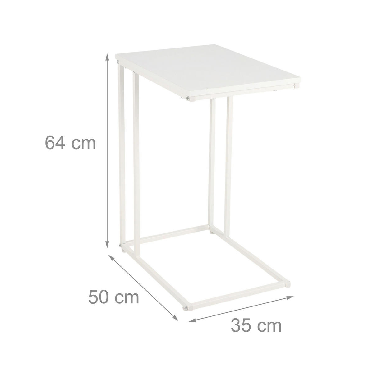 BEISTELLTISCH - Weiß, Holzwerkstoff/Metall (35/50/64cm) - Relaxdays