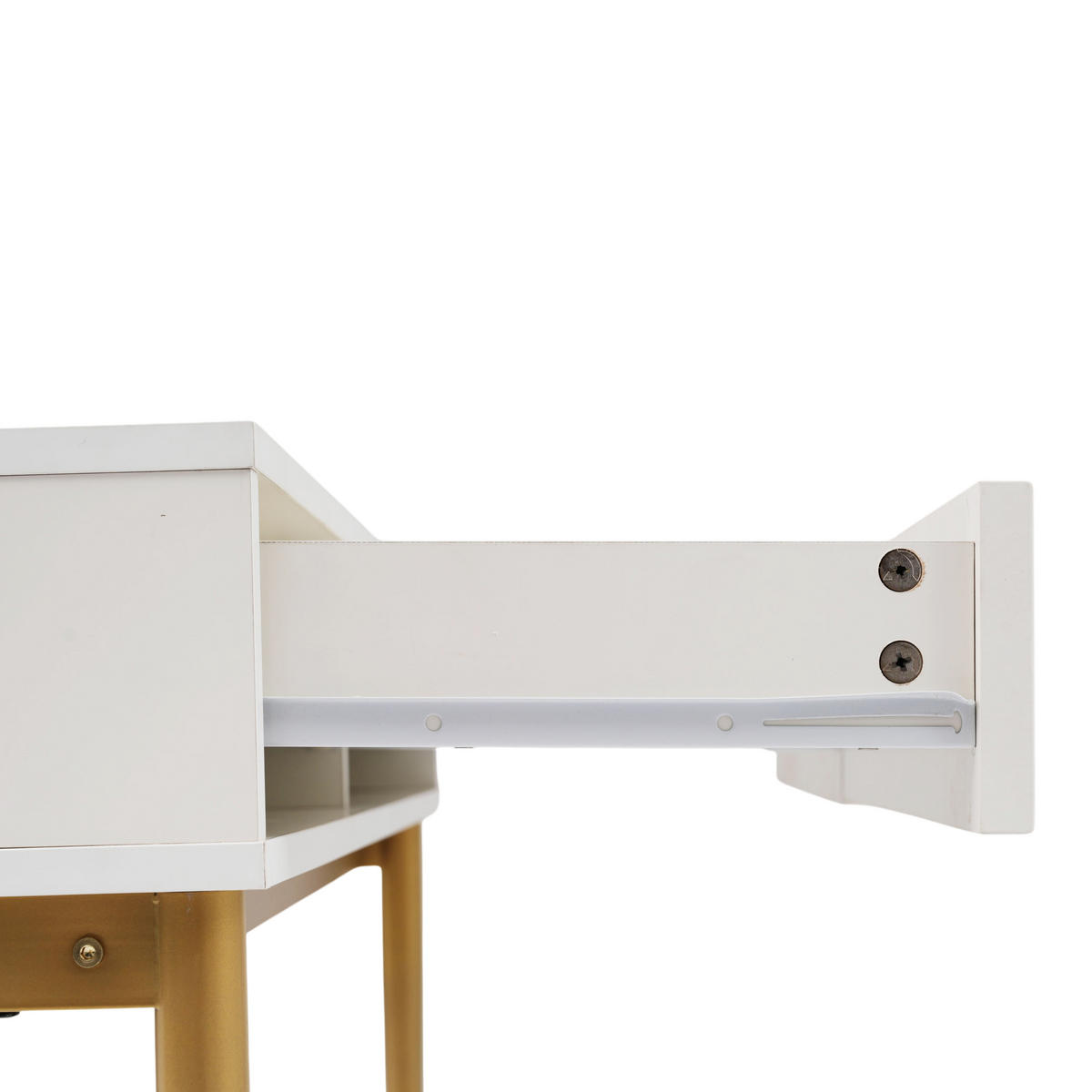KONSOLENTISCH Cremeweiß und Golden 100/76,5/45 cm - Beige, Holzwerkstoff/Metall (100/76.5/45cm) - Urban Meuble