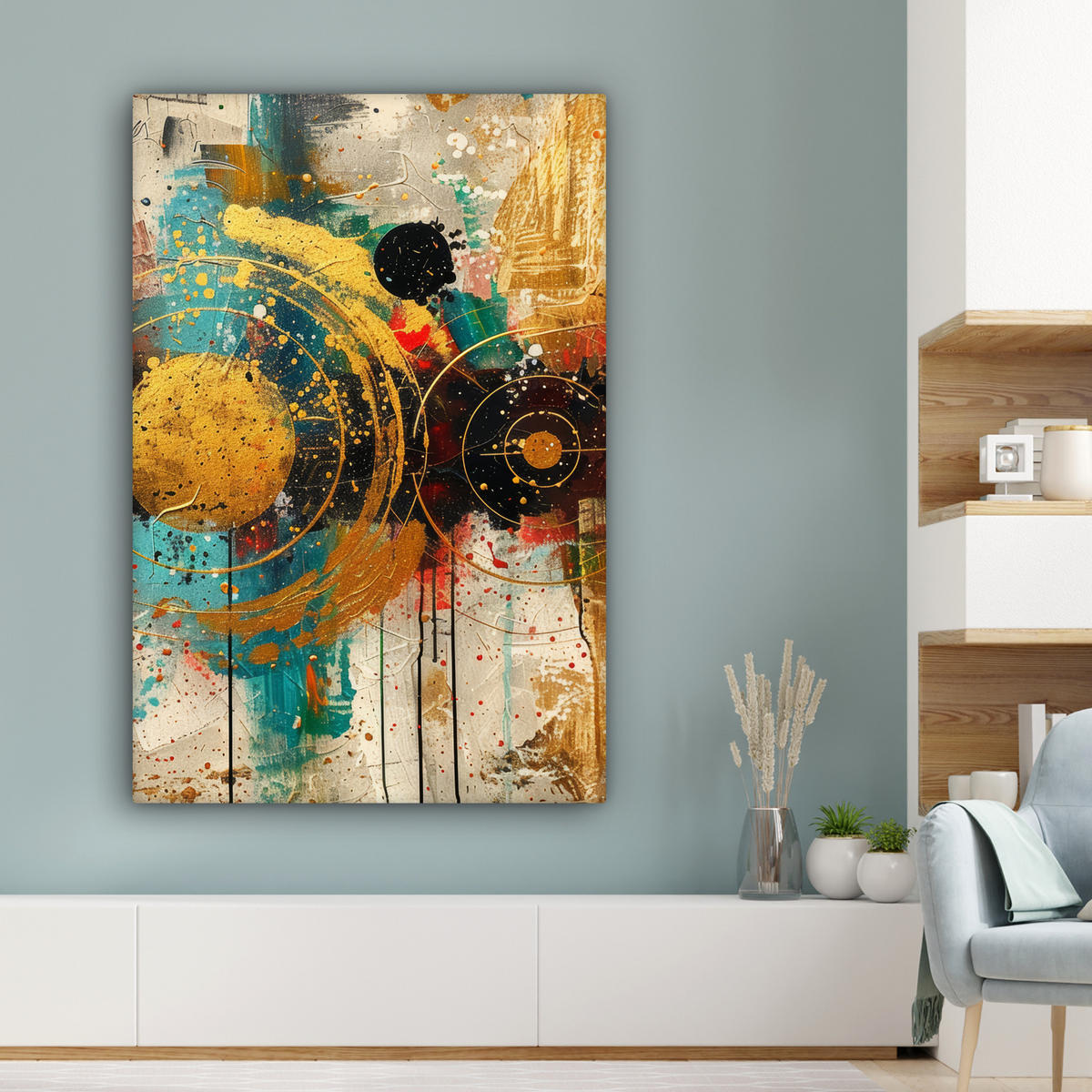 OBRAZ NA PLÁTNE Abstraktné - umenie - zlaté - moderné 80x120 cm - viacfarebná, textil (80/120cm) - MuchoWow