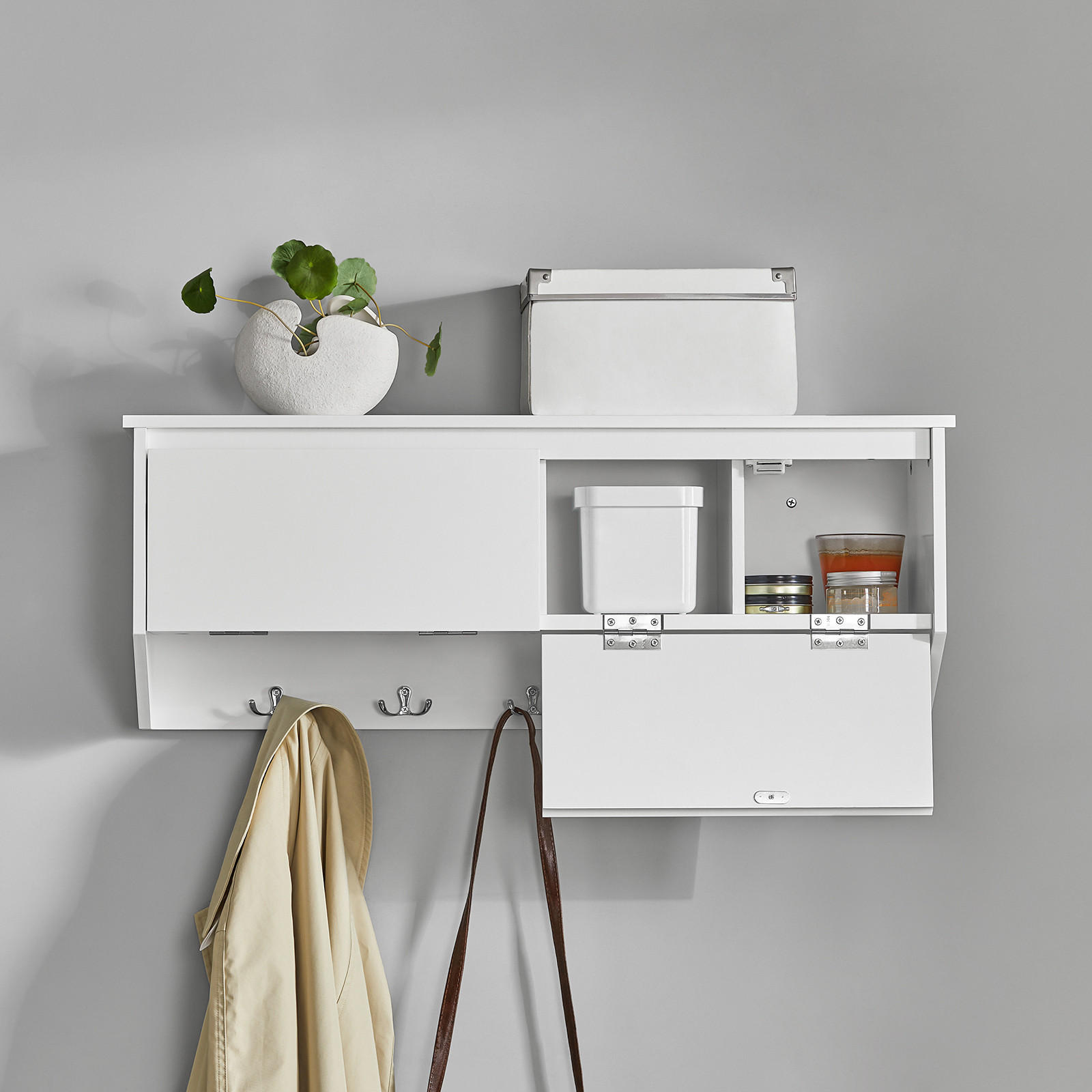 WANDGARDEROBE Weiß - Weiß, Holzwerkstoff (78/30/20cm) - SoBuy