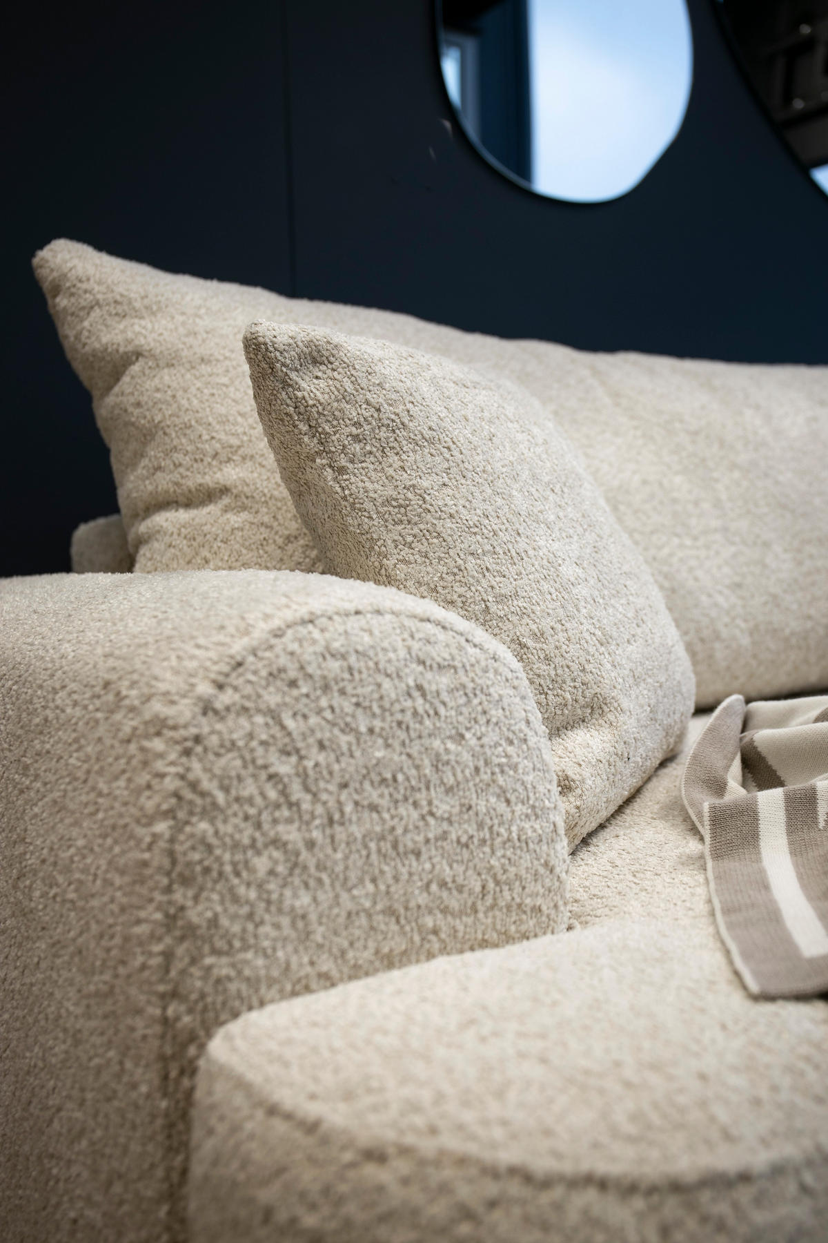 ECKSOFA Ovo Beige Boucle - Beige/Schwarz, Kunststoff/Textil (260/165cm) - Selsey