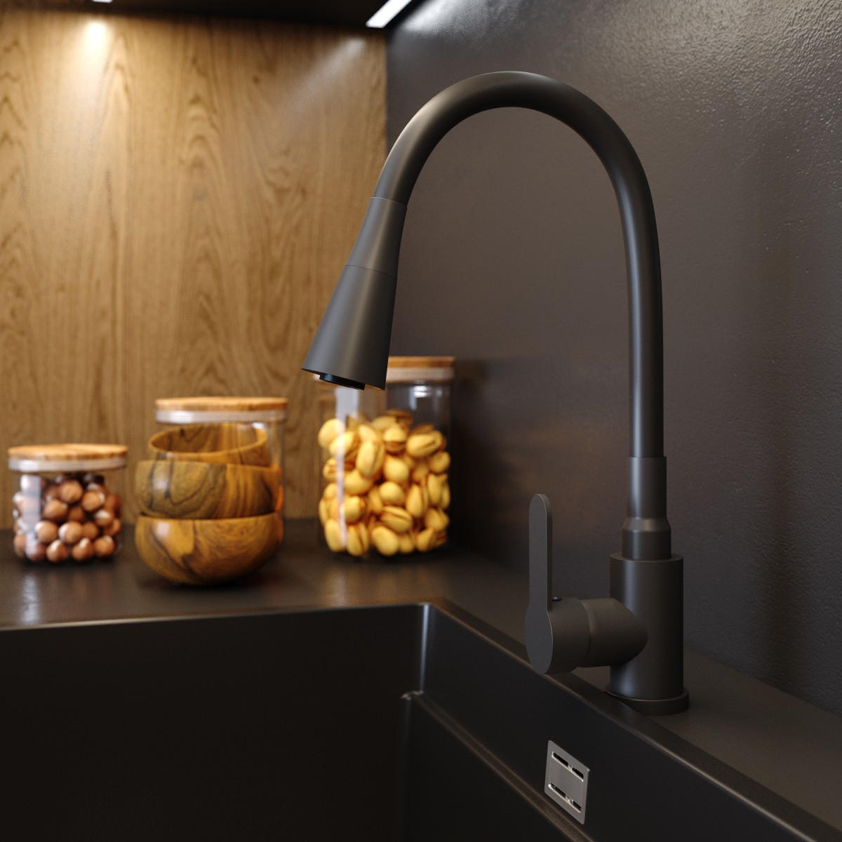 KÜCHENBATTERIE Flexo - Schwarz, Metall (18/54/3cm) - Granitan