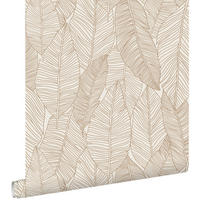TAPETE gezeichnete Blätter 53 cm x 10.05 m - Beige, Papier (53/1000cm) - ESTAhome