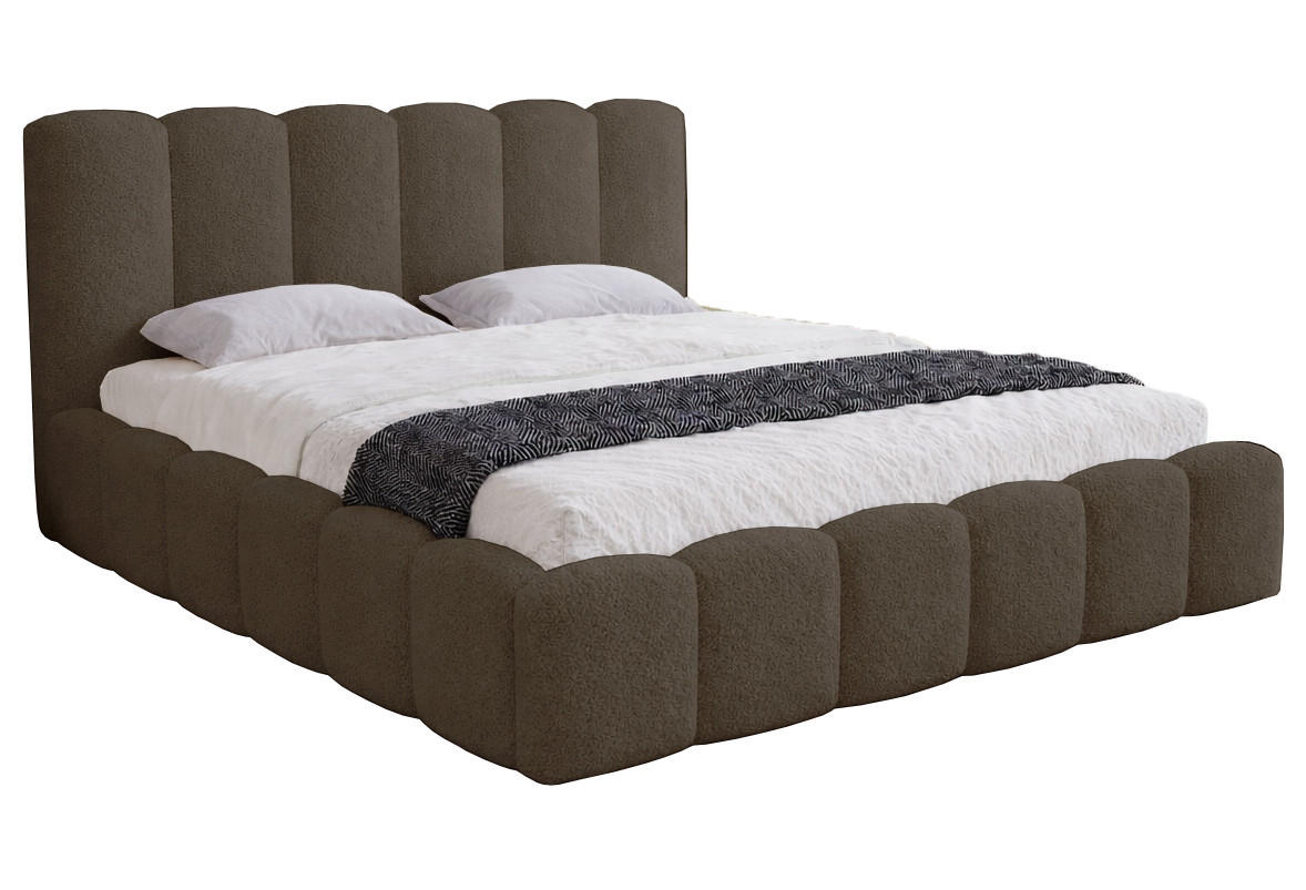 DOPPELBETT 160x200 Florent, Bettkasten, Boucle, Braun - Braun, Holz/Textil (160/200cm) - Emporius