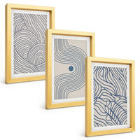 BILDER SET 3er Set - 20x30 cm Goldrahmen - Abstrakte Linien, Wellenformen - Goldfarben, Kunststoff (20/30cm) - TULUP