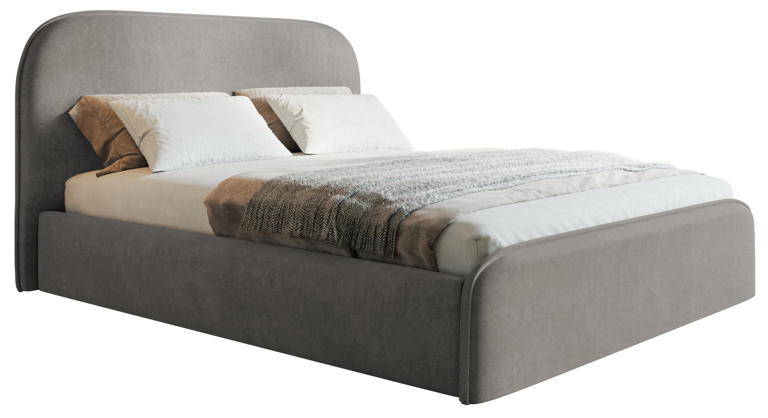 BETT 180x200 cm Wendra Slim mit Lattenrost, Bettkasten, Samt, Hellgrau - Hellgrau, Holz/Textil (180/200cm) - Emporius