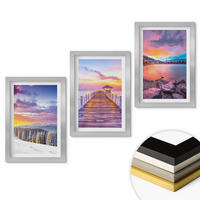WANDBILDER 3er Set - 20x30 cm Silberner Rahmen - Winterliche Bergseelandschaft - Silberfarben, Kunststoff (20/30cm) - ArtPrintCave