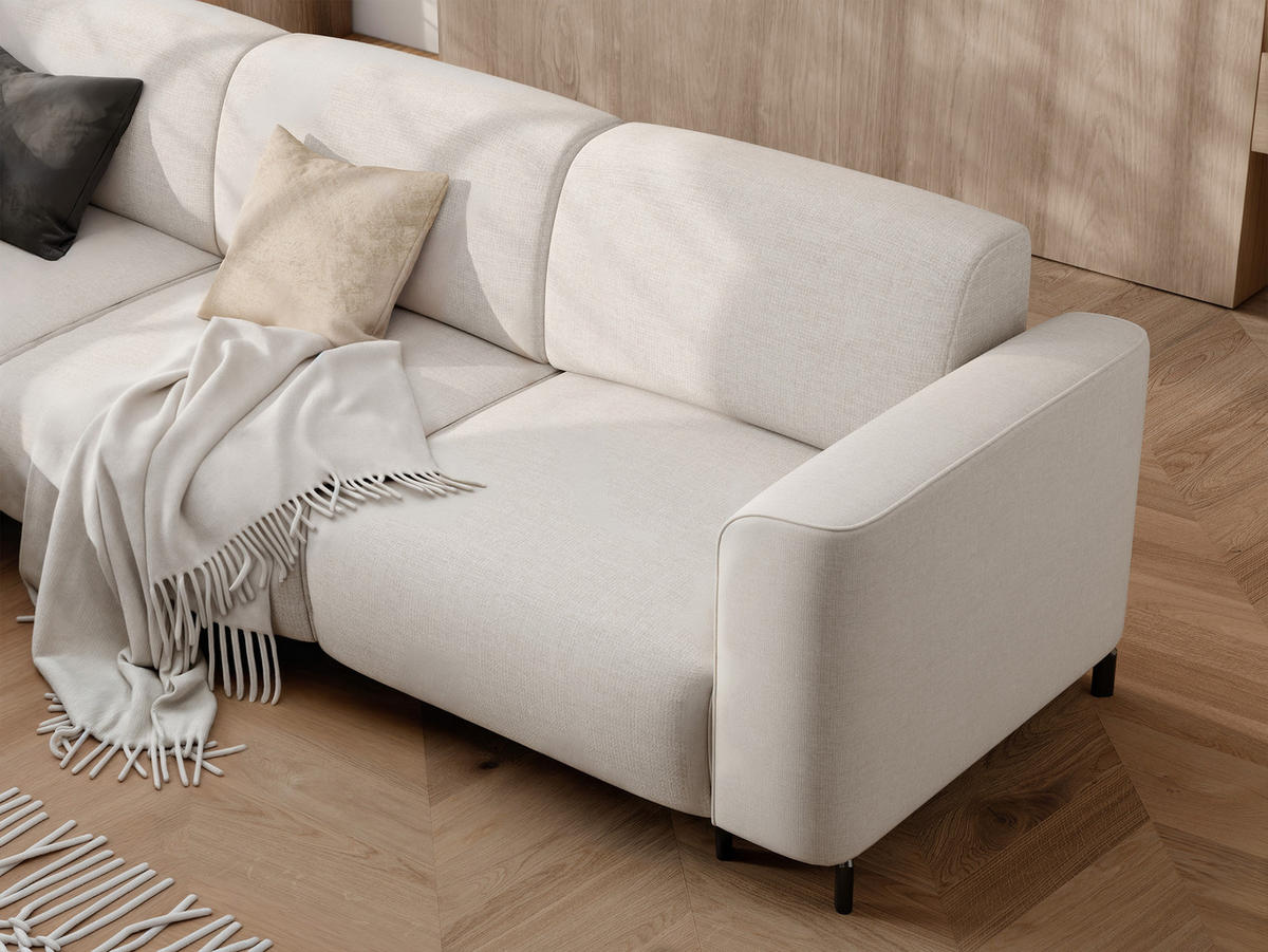 ECKSOFA TORIN Chenille-Stoff in Creme - Creme, Holzwerkstoff/Kunststoff (277/218cm) - Idohome