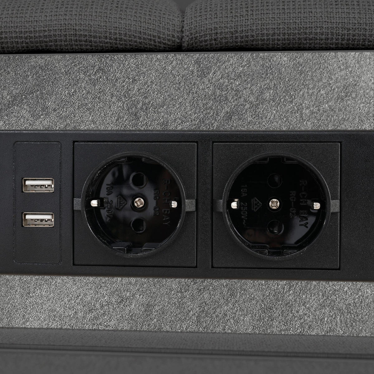 POLSTERBETT mit USB-Ladefunktion, Kopfteil und LED-Beleuchtung - Grau, Textil (90/200cm)
