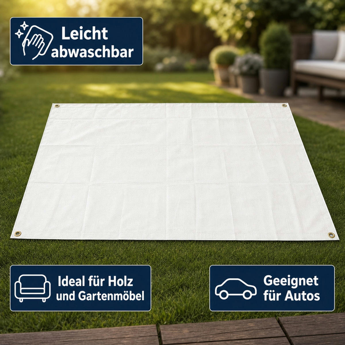280 g/m² weiss 10 x 15 (150m²) Abdeckplane - Weiß, Kunststoff (30/20/10cm) - BONI-SHOP