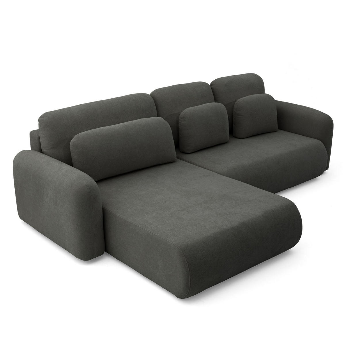 ECKSOFA NEST L Universal mit Schlaffunktion 157x240 Webstoff Dunkelgrau - Dunkelgrau/Schwarz, Holz/Textil (280/187cm) - Muffo