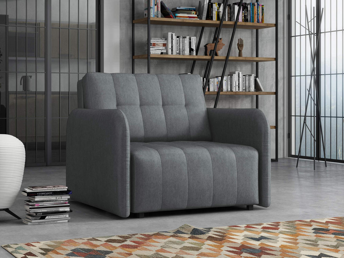 SCHLAFSOFA Viva Grand I - Dunkelgrau/Schwarz, Holz/Kunststoff (98/85/95cm) - MIRJAN24