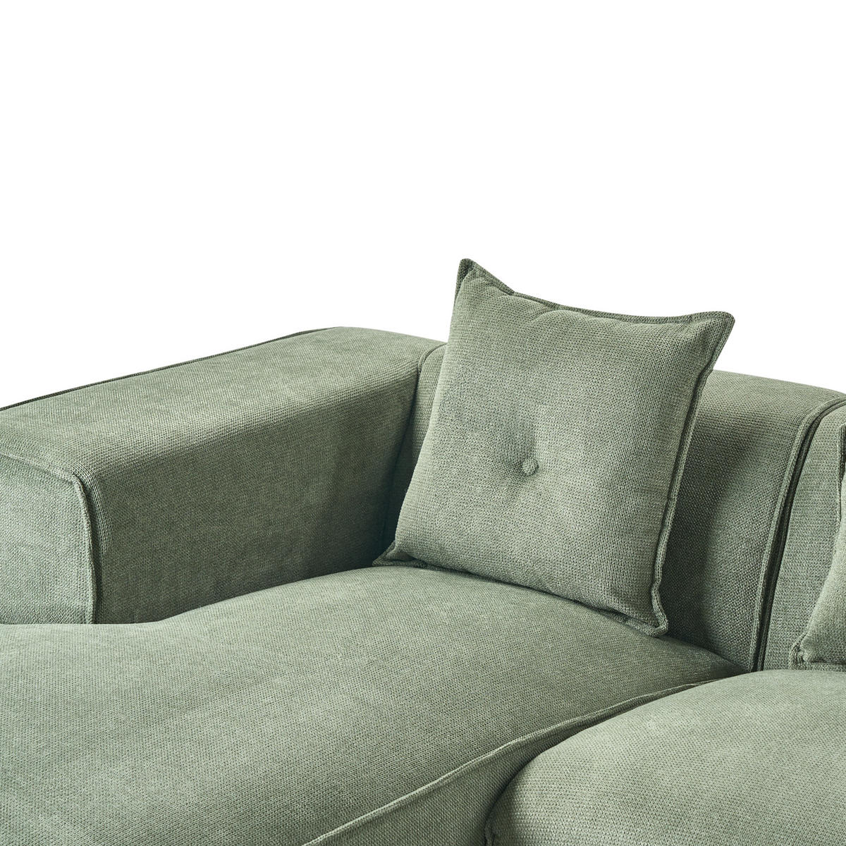 ECKSOFA 3-Sitzer Chenillegewebe Dunkelgrün rechtsseitig Dolva - Schwarz/Grün, Textil (294/170cm) - Beliani