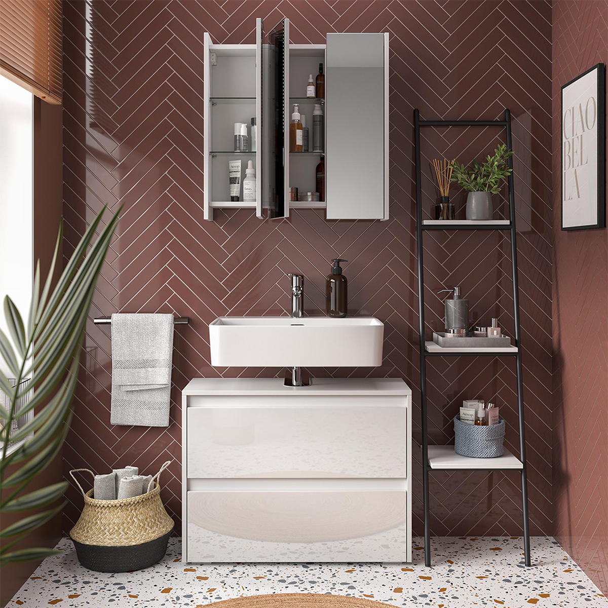 KOUPELNOVÝ NÁBYTEK Majest Bílá/bílý vysoký lesk - bílá/vysoce lesklá bílá, kompozitní dřevo (80.1/62/30.1cm) - Vicco