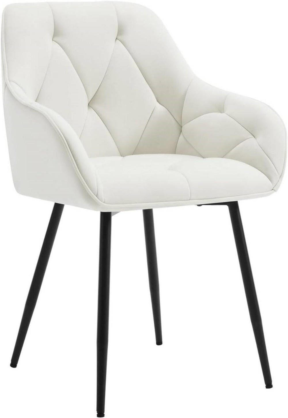 ESSZIMMERSTUHL ergonomisch, aus Samt, Creme - Creme/Schwarz, Kunststoff/Textil (56/83.5/53cm) - Woltu