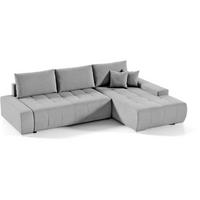 ECKSOFA Draco L hellgrau rechts - Chromfarben/Hellgrau, Textil/Metall (267/186cm) - Beautysofa