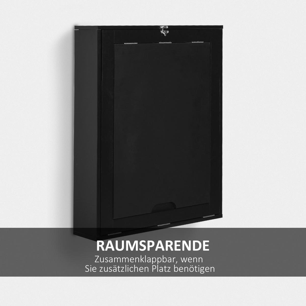 WANDKLAPPTISCH, MDF, Schwarz, 60 x 94,5 x 147 cm - Schwarz, Kunststoff (94.5/147/60cm) - HOMCOM