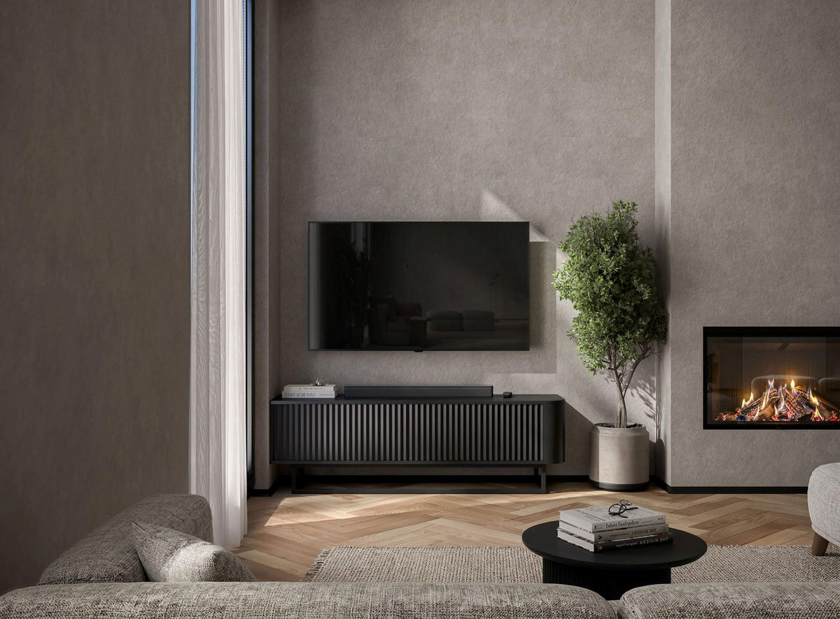 TV STOLÍK Aurora čierny matný 140 cm s kovovým rámom - čierna/zlatá, kov/kompozitné drevo (140/44/35cm) - Meble Lindner