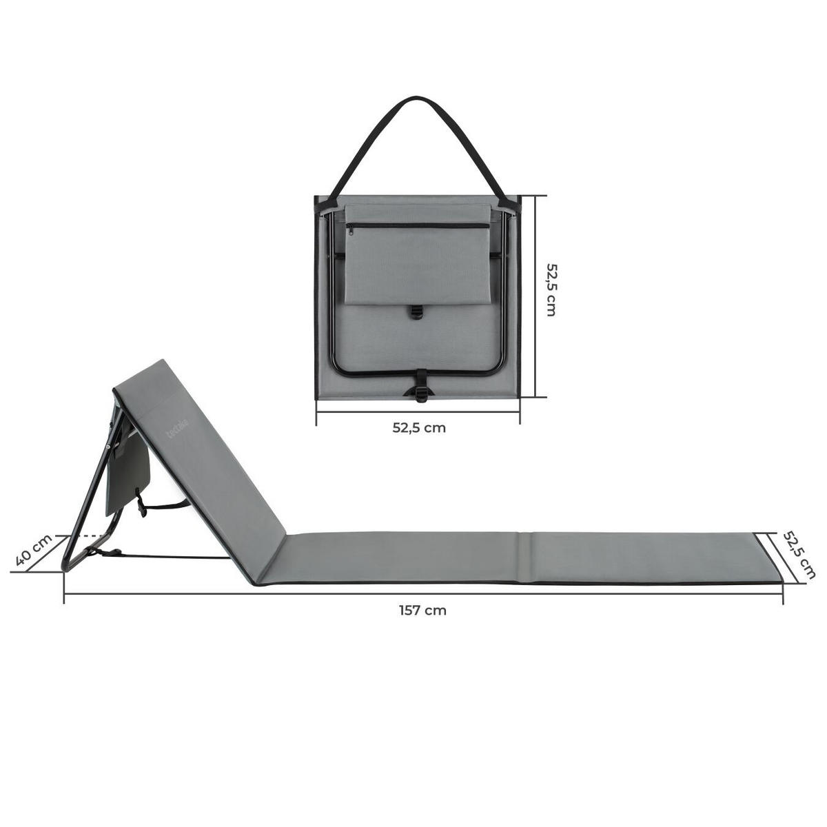 STRANDMATTE 2er Set Mina, inkl. Aufbewahrungstasche, grau/blau - Blau/Grau, Textil (52.5/1.7/157cm) - tectake