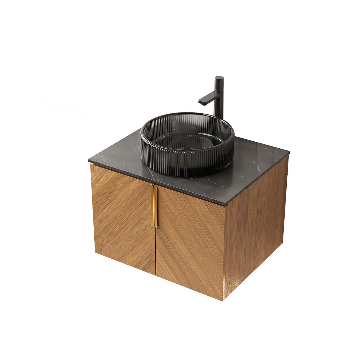 WASCHTISCH Braun-Eiche 61/50/52 cm - Schwarz, Holz (61/52.6/50cm) - PANGIVO